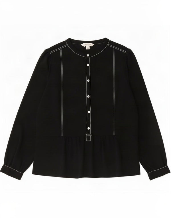 Marks & Spencer Damen Langarm-Blusenoberteil UK 16 Large Schwarz Polyester