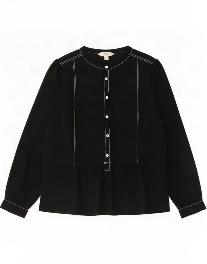 Marks & Spencer Damen Langarm-Blusenoberteil UK 16 Large Schwarz Polyester