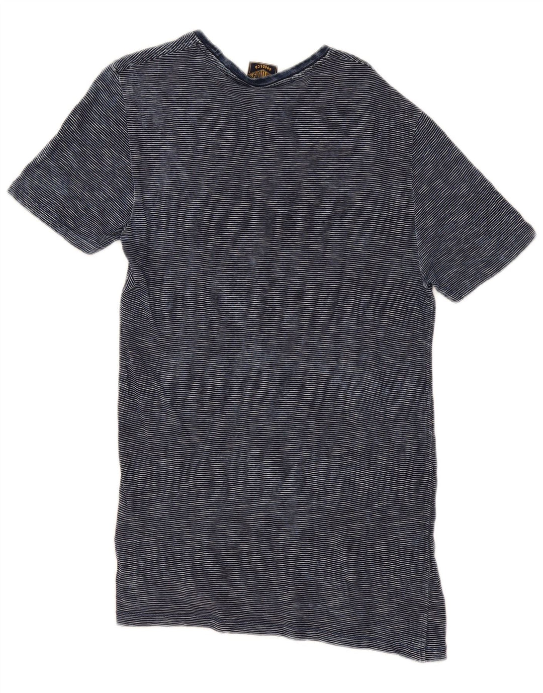 Superdry Herren T-Shirt-Oberteil aus mittelblauer Nadelstreifen-Baumwolle