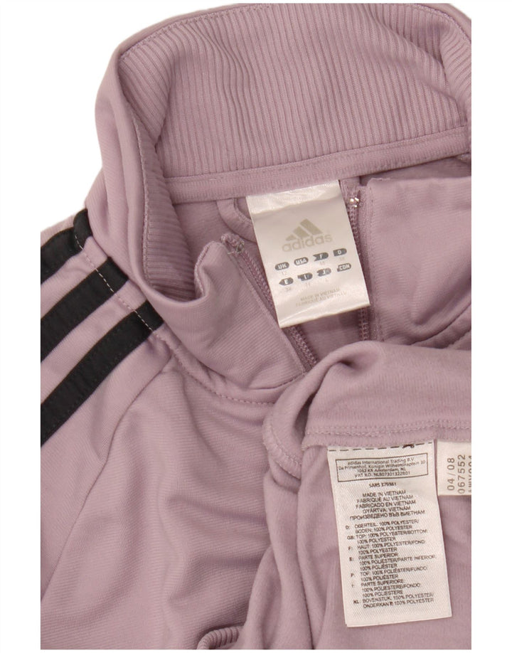 ADIDAS Damen Trainingsanzug Top Jacke UK 12 Medium Lila Baumwolle