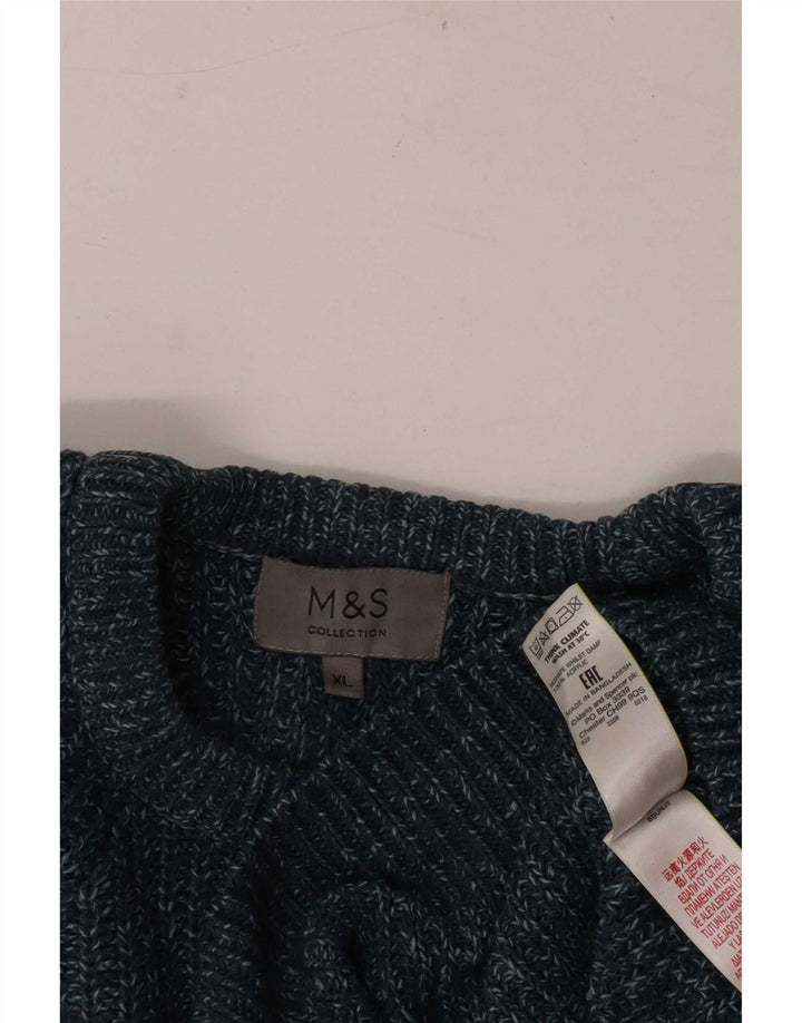 Marks & Spencer Herren-Pullover mit U-Boot-Ausschnitt, XL, blaues Acryl