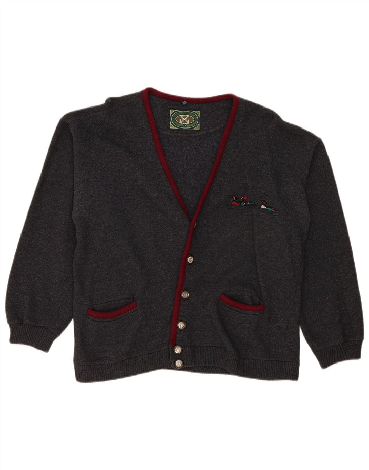 Vintage Herren Cardigan Pullover mittelgraue Wolle