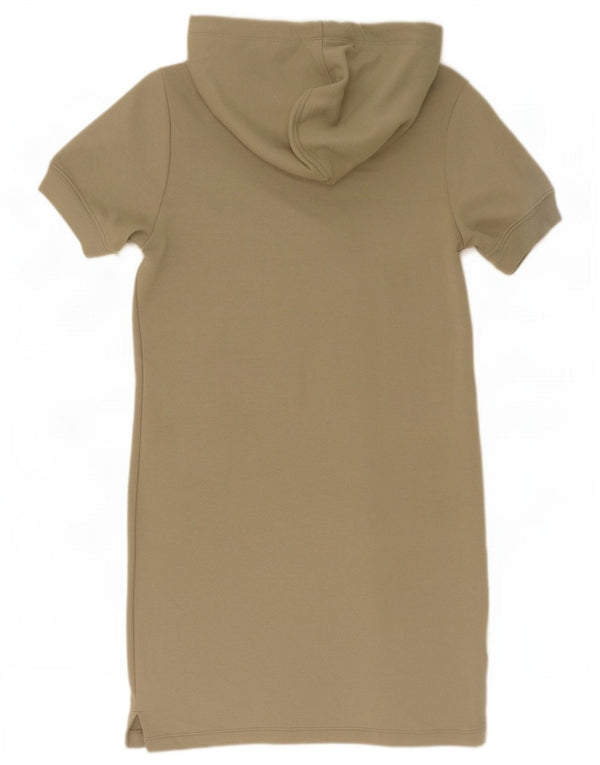 Dkny Womens Short Sleeves Hoodie Dress UK 14 Medium Khaki Baumwolle