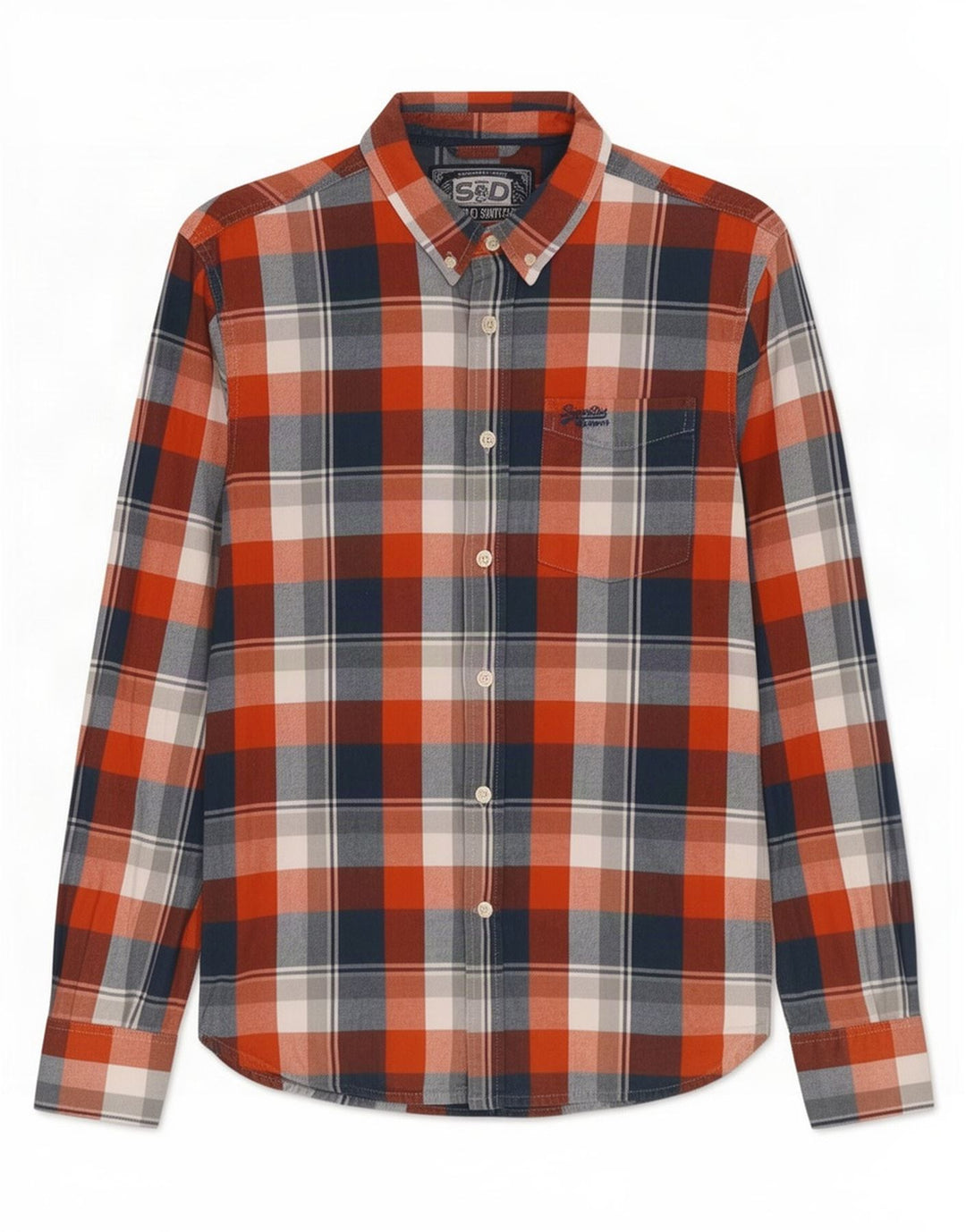 Superdry Herren-Flanellhemd, groß, rot kariert, Baumwolle