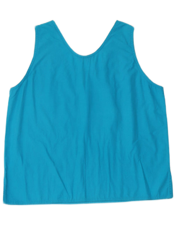 Penny Black Womens Crop Sleeveless Blouse Top UK 16 Large Blue Cotton
