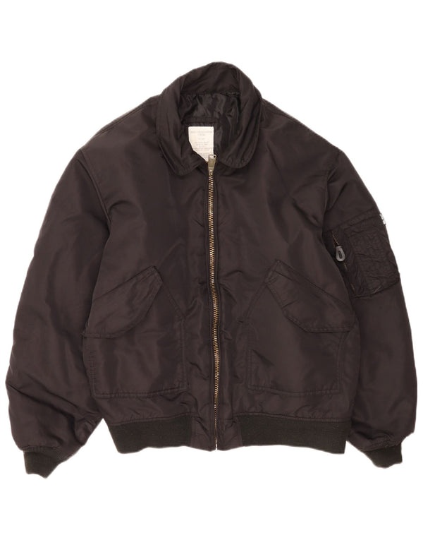 Vintage Herren Fliegerjacke für kaltes Wetter, UK 40, großes schwarzes Nylon
