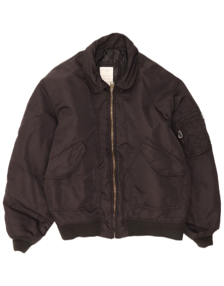 Vintage Herren Fliegerjacke für kaltes Wetter, UK 40, großes schwarzes Nylon