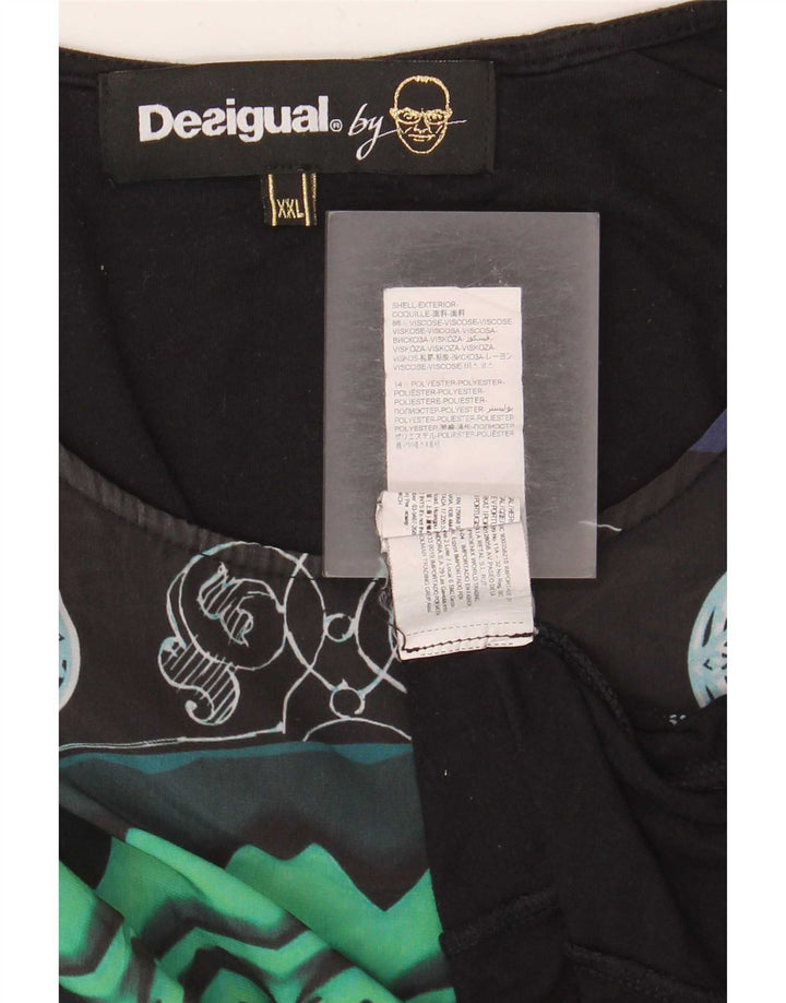 Desigual Womens Abstract Pattern Top Langarm UK 20 2XL Schwarz Modern