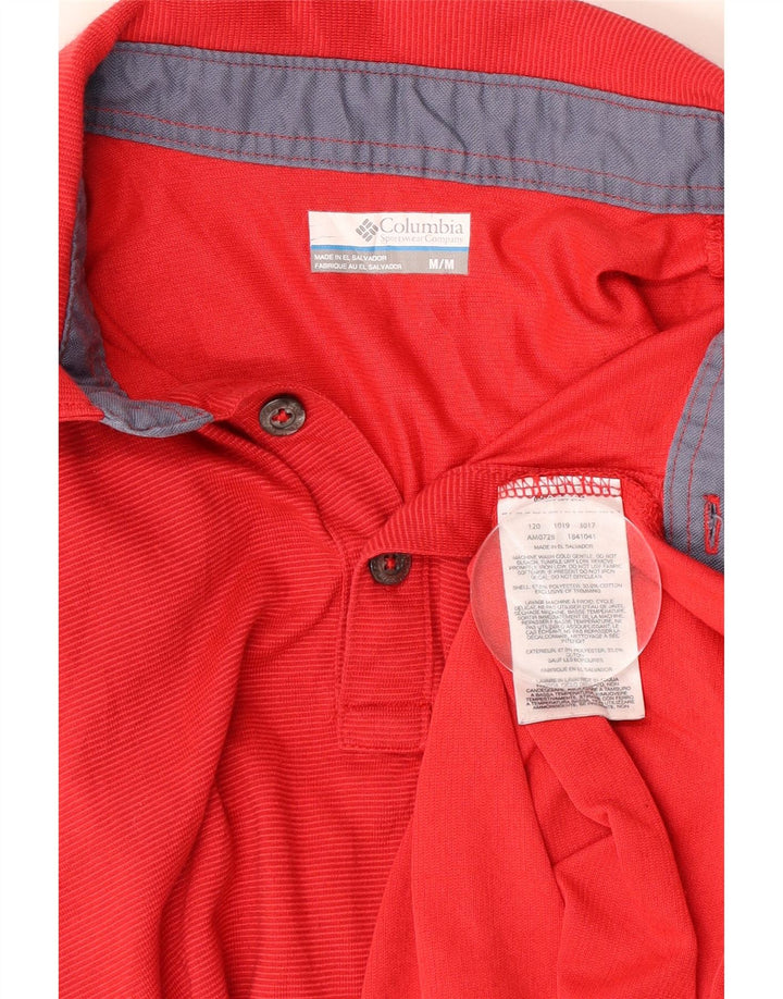 Columbia Herren Omni-Wick Poloshirt Mittelrotes Nadelstreifen-Polyester
