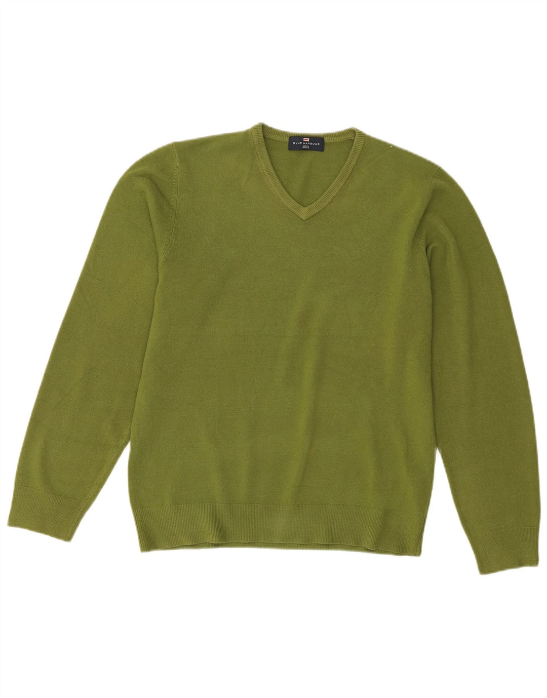 Marks & Spencer Herren Blauer Harbor-Pullover mit V-Ausschnitt Mittelgrün