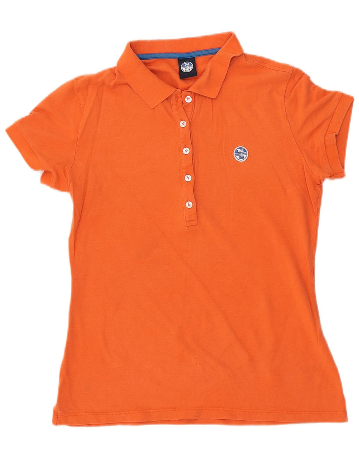 NORTH SAILS Damen Poloshirt UK 12 Medium Orange