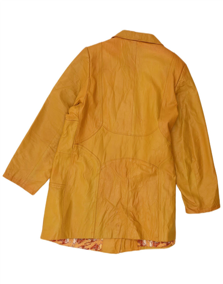 Vintage Damen Ledermantel UK 14 Groß Gelb