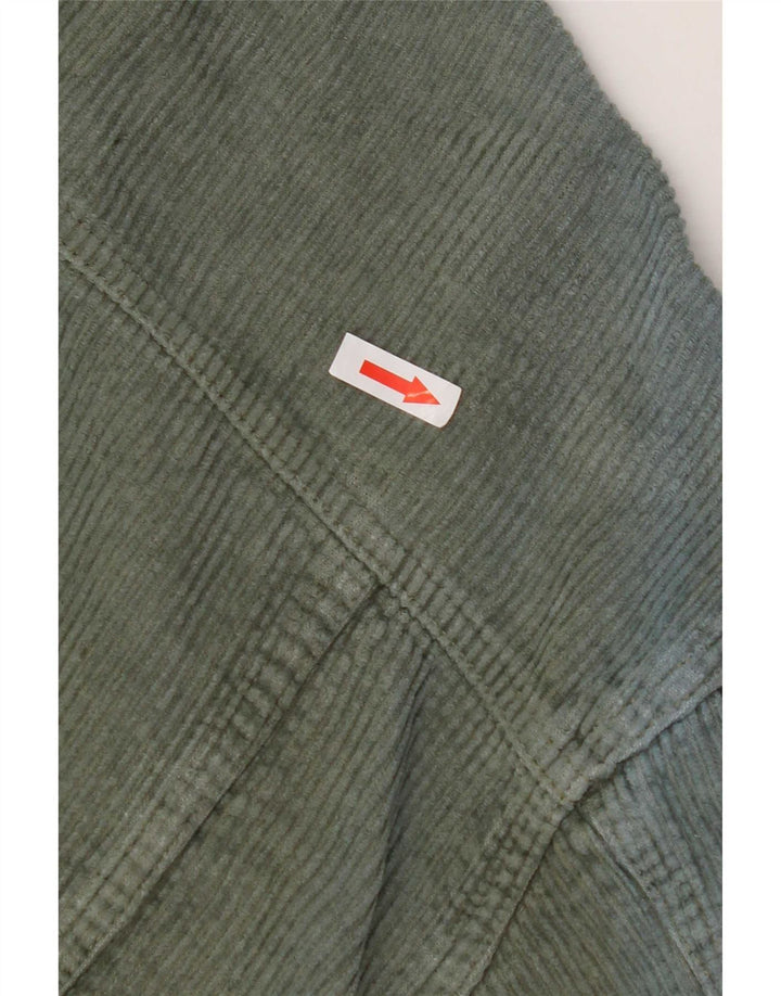 Zara Damen Übergroße Cordjacke UK 10 Small Khaki Baumwolle
