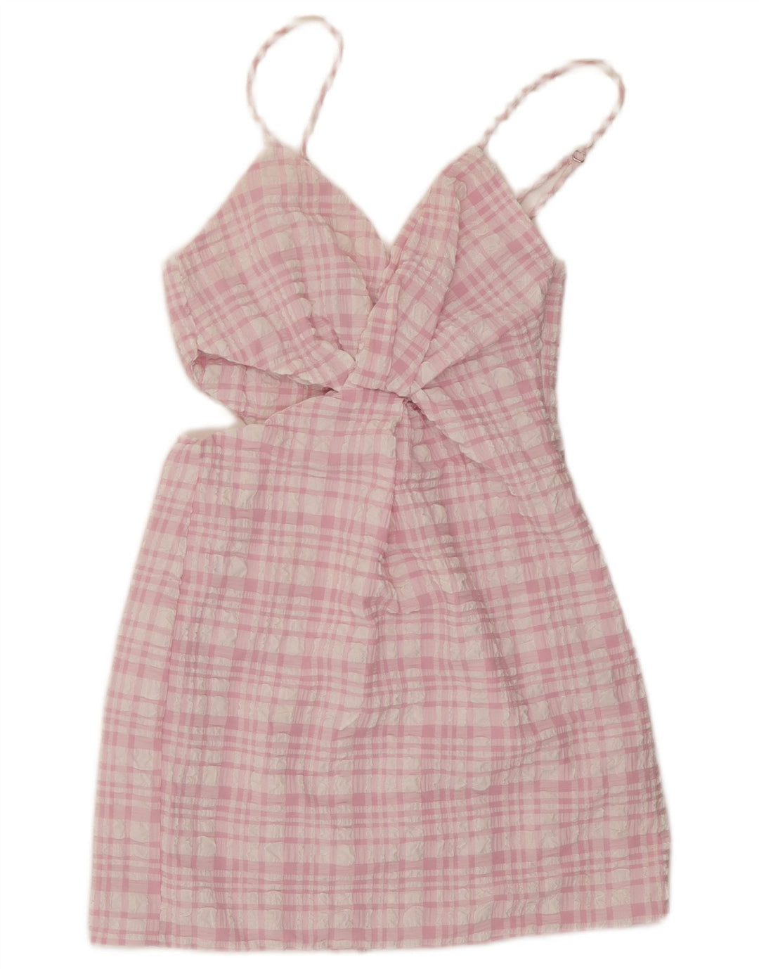 Zara Damen Sommerkleid mit Ausschnitten, Gr. 8, klein, rosa kariert