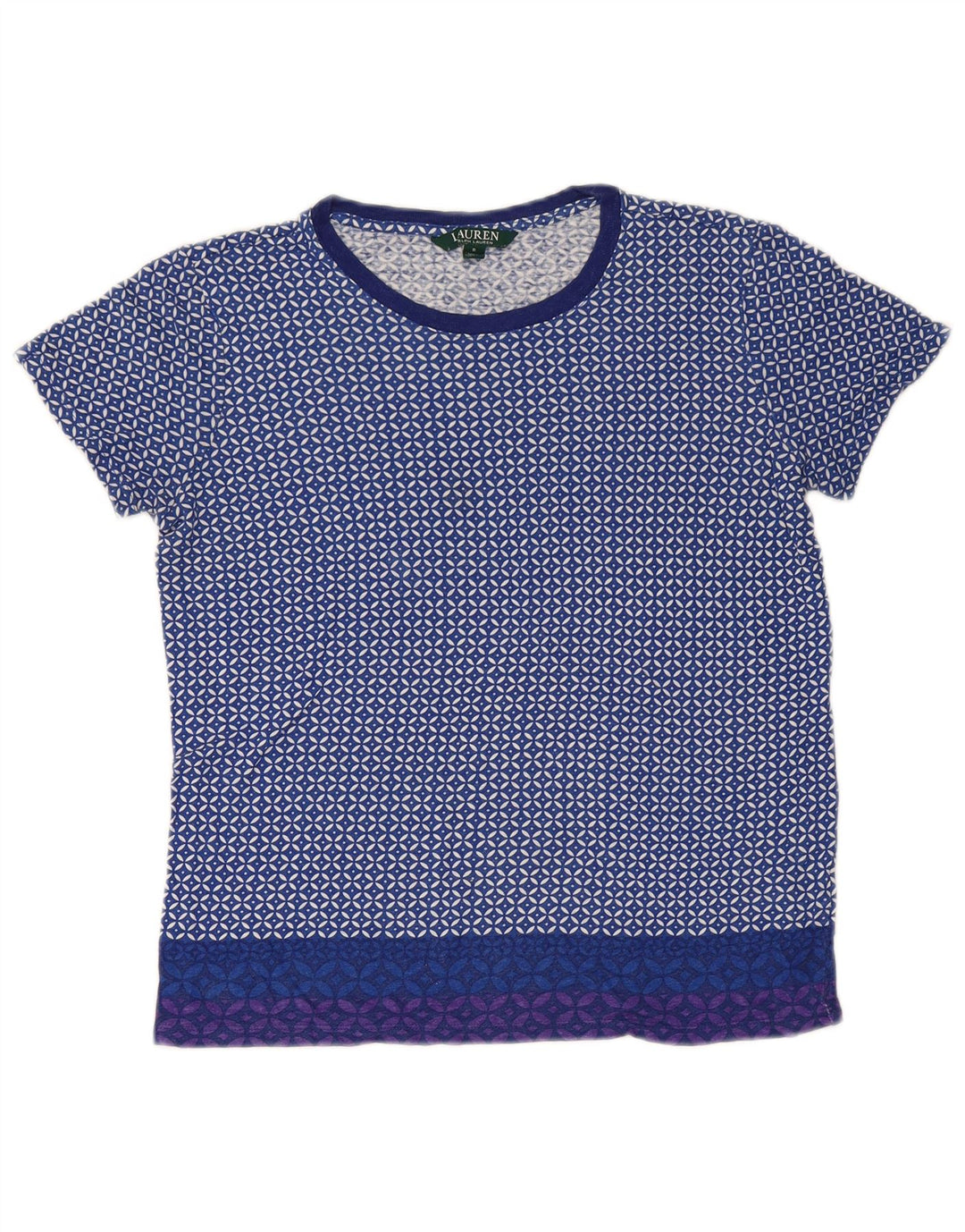Ralph Lauren Damen T-Shirt Top UK 10 Small Blau Ikat Leinen
