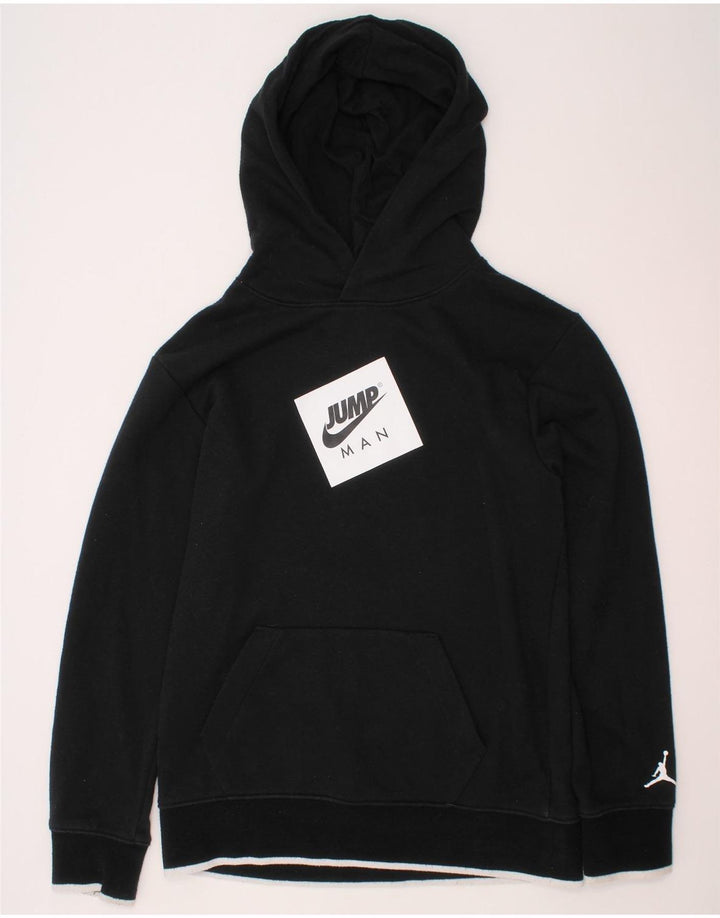 JORDAN Jungen-Pullover mit grafischem Kapuzenpullover, 12–13 Jahre, groß, schwarze Baumwolle