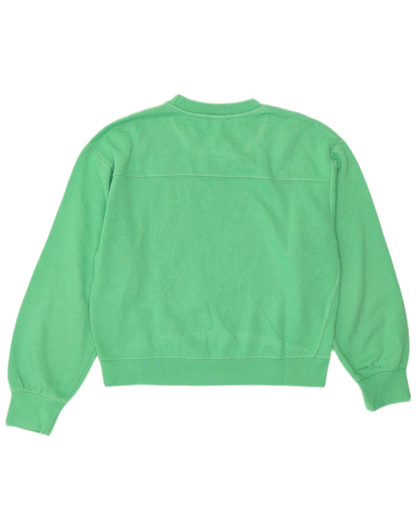 Zara Damen Crop Sweatshirt Pullover UK 14 Mittelgrüne Baumwolle