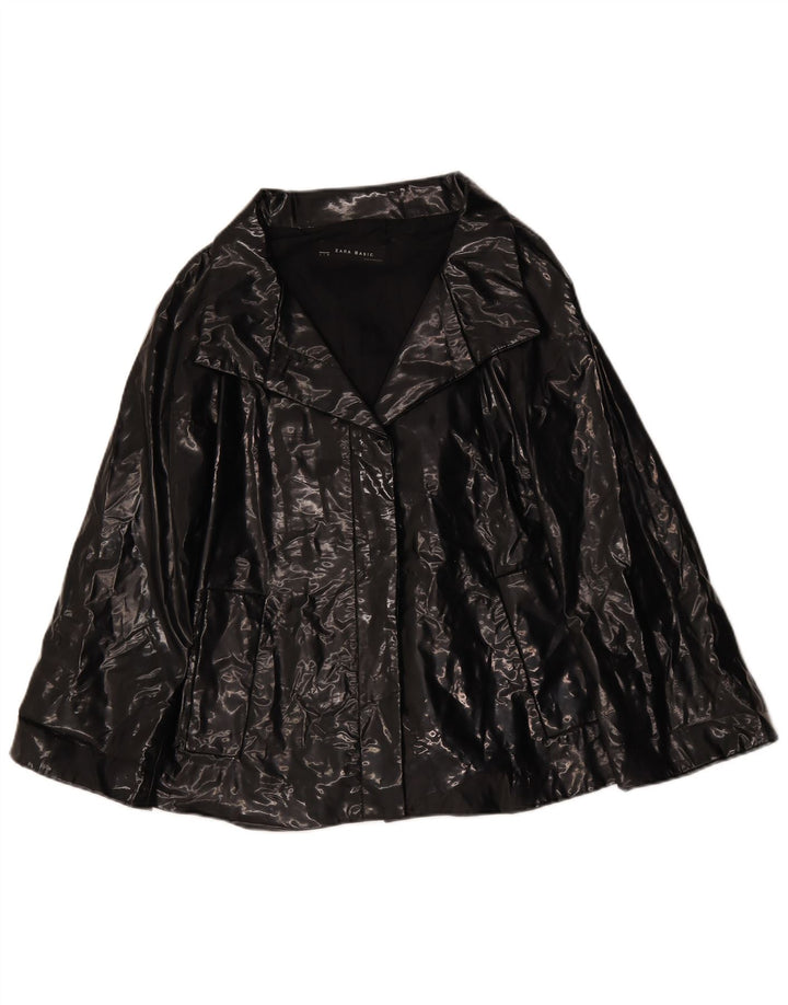 Zara Damen 3-Knopf-Blazerjacke UK 16 Large Schwarz
