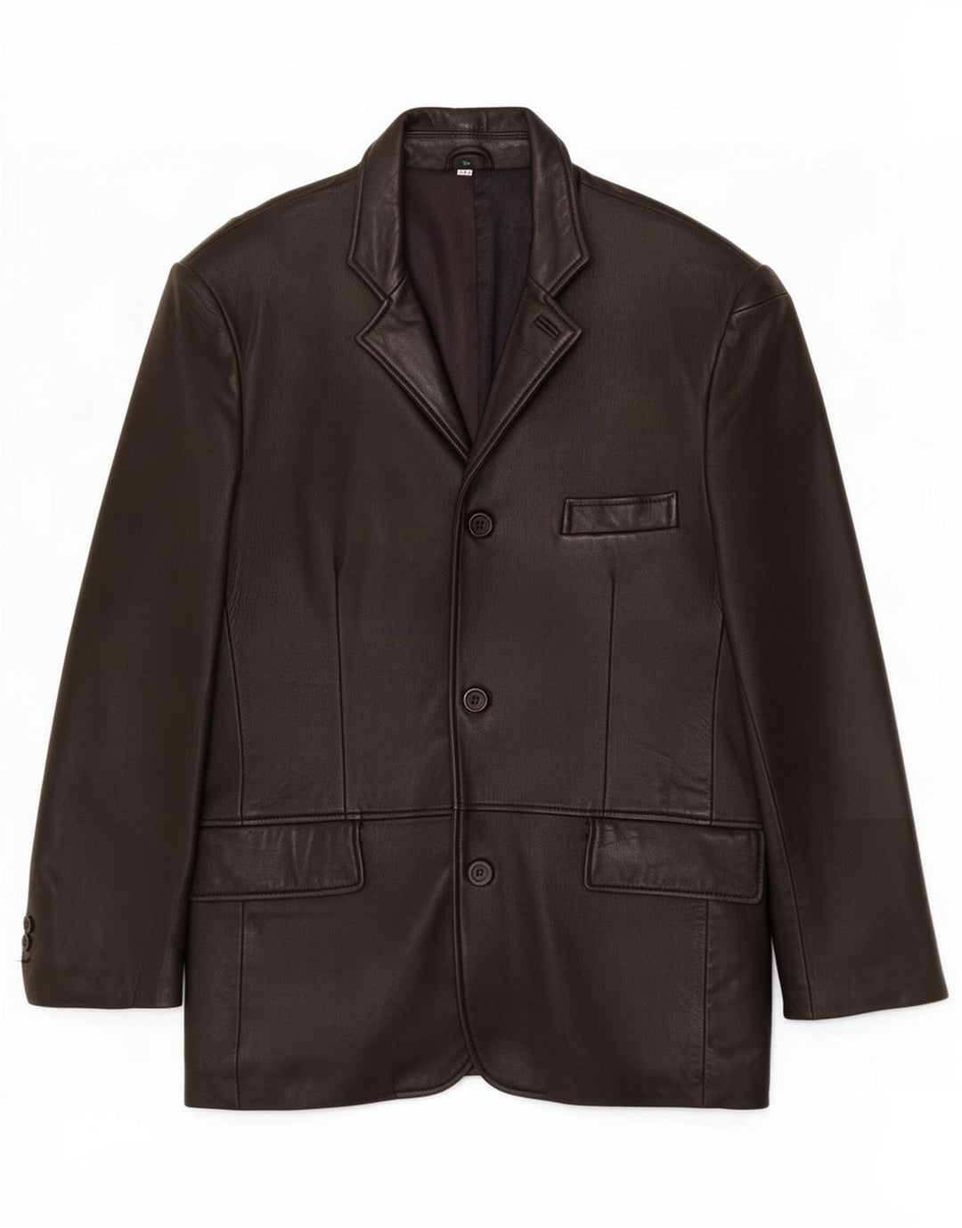 Kartel Herren-Blazerjacke aus Leder mit 3 Knöpfen, Gr. 40, Schwarz