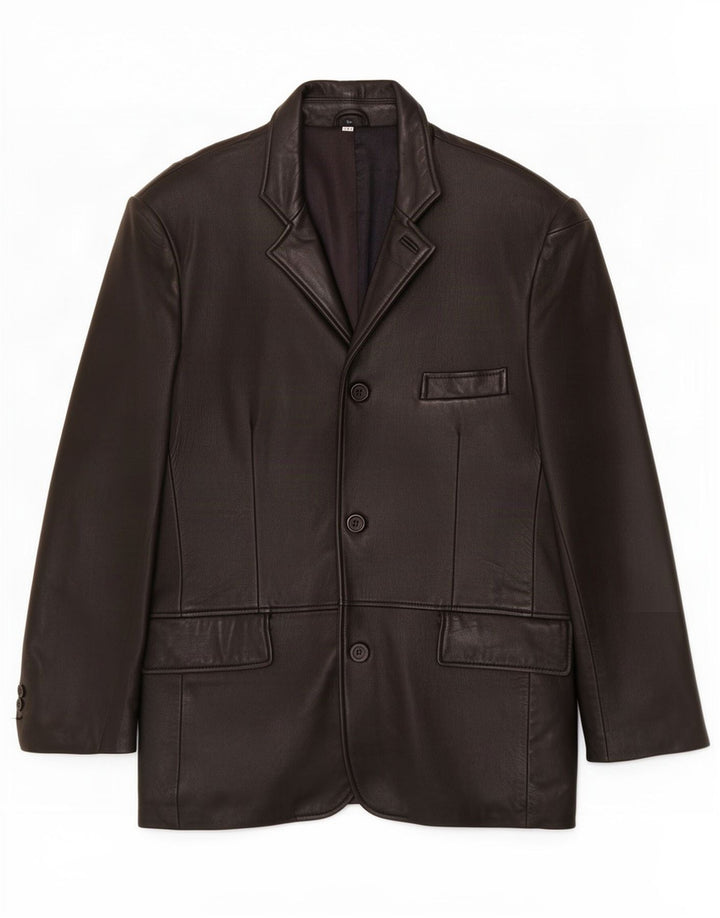 Kartel Herren-Blazerjacke aus Leder mit 3 Knöpfen, Gr. 40, Schwarz