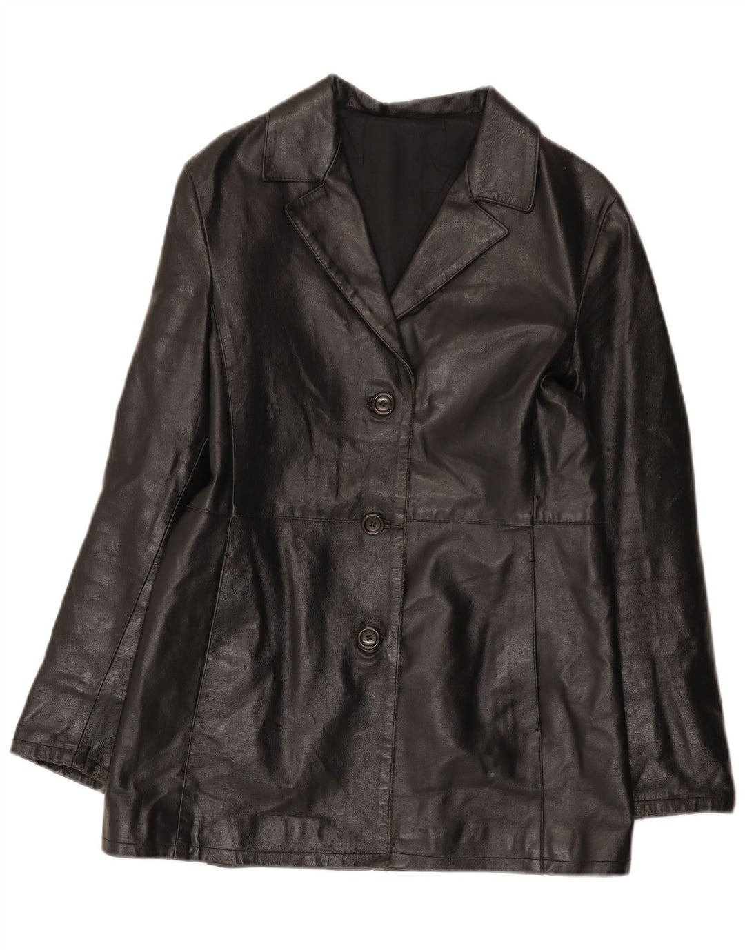 Vintage Damen Lederjacke IT 42 Mittelschwarzes Leder