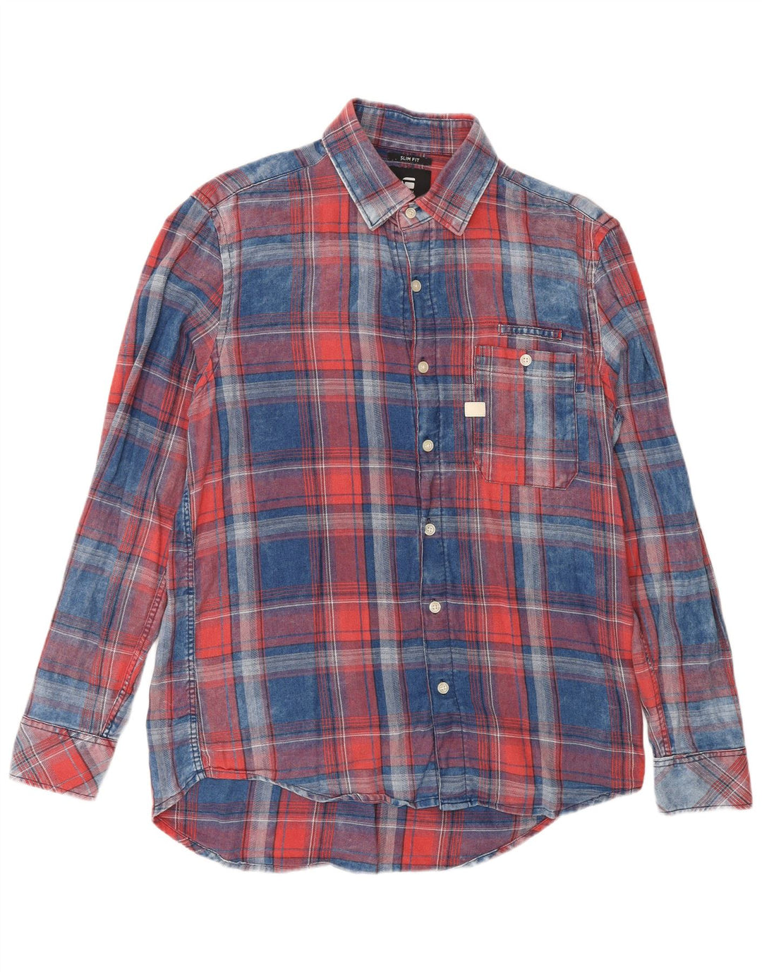 G-Star Herren Slim Fit Hemd, groß, blau kariert, Baumwolle