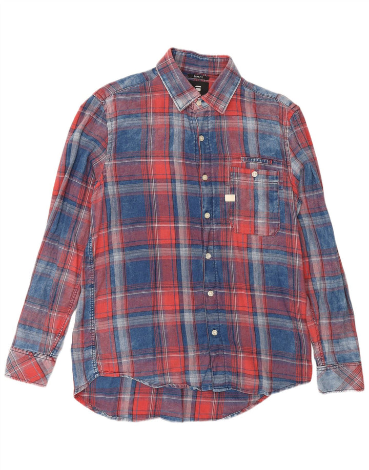 G-Star Herren Slim Fit Hemd, groß, blau kariert, Baumwolle