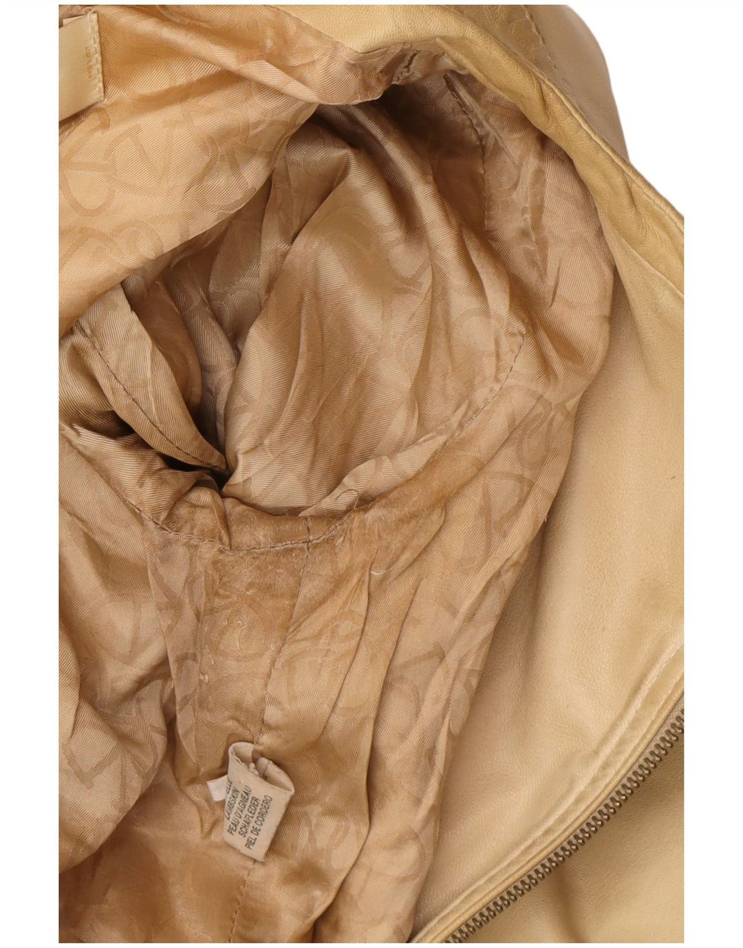 Valentino Damen Crop Lederjacke IT 40 Small Beige Leder
