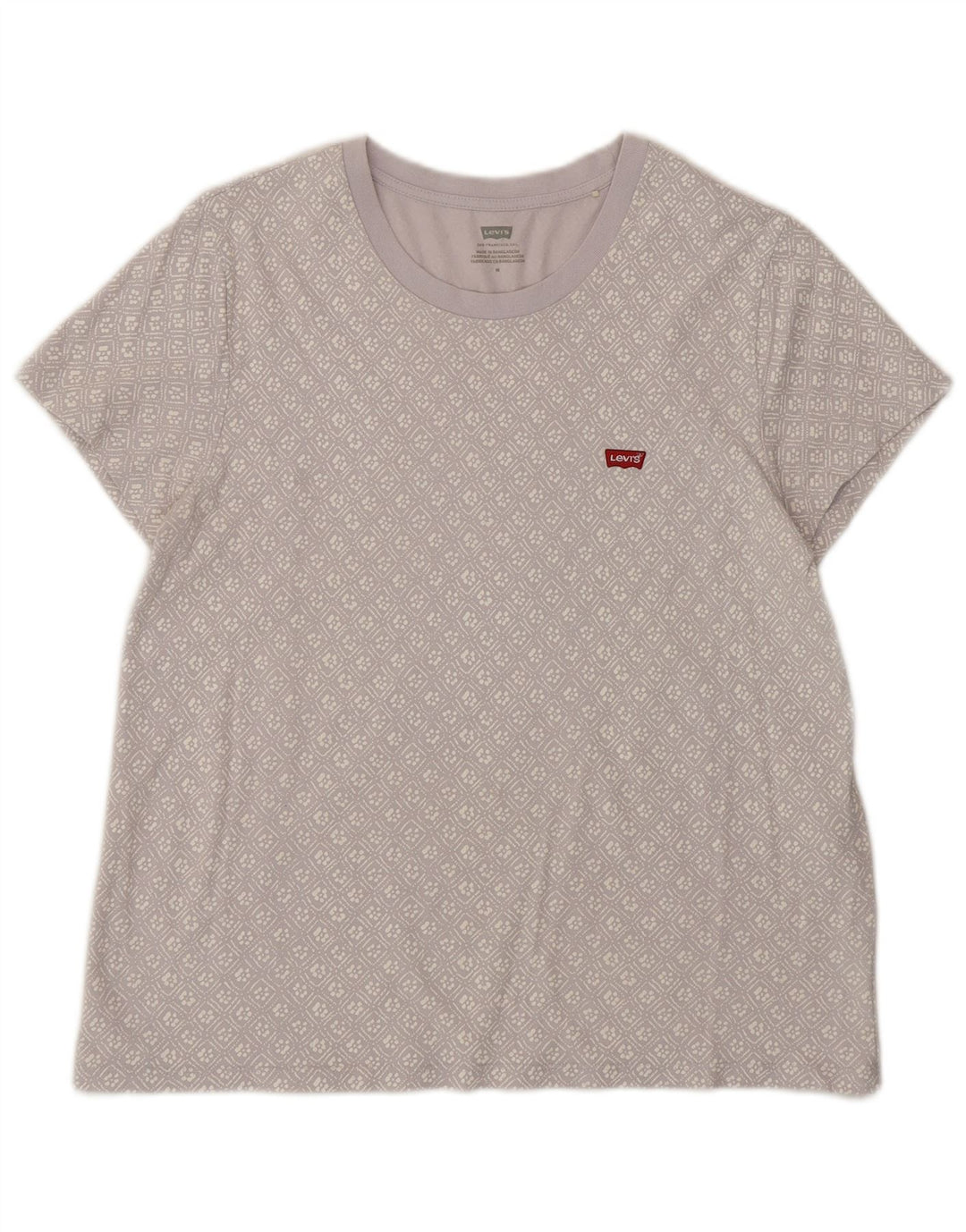 Levi's Womens Graphic T-Shirt Top UK 14 Mittellila geometrische Baumwolle