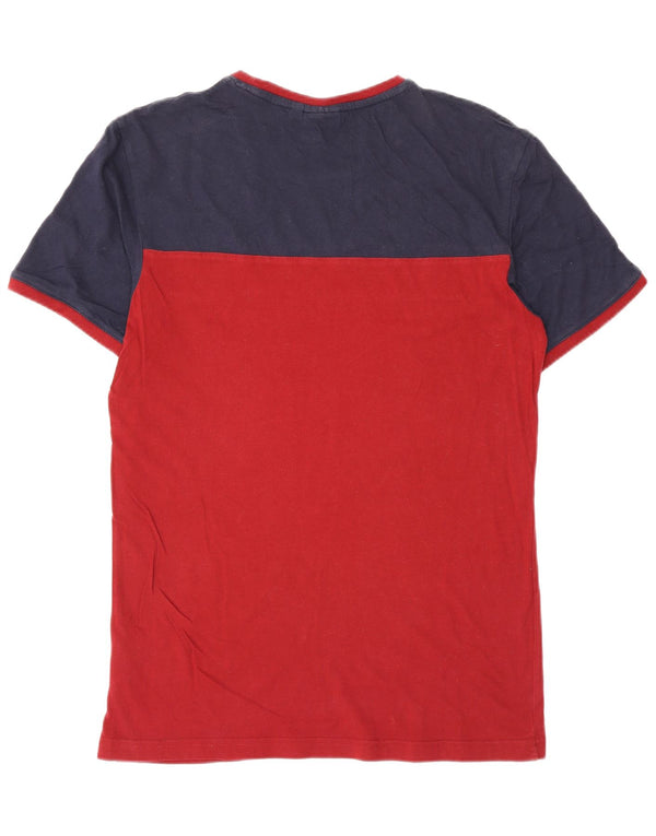 Fila Herren T-Shirt Top Small Rot Colourblock Baumwolle