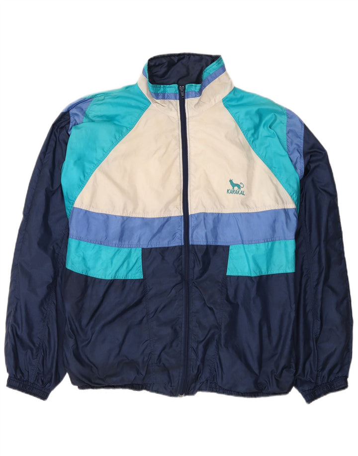 Vintage Herren Trainingsanzug Top Jacke XL Marineblau Colourblock Nylon
