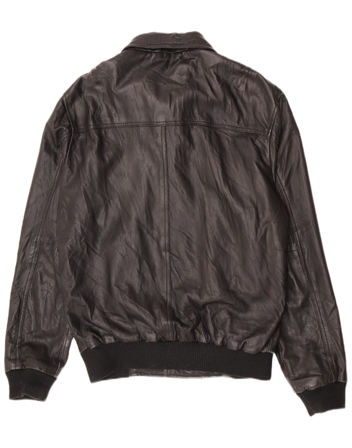 Selected Herren Leder Bomberjacke UK 40 Large Schwarz
