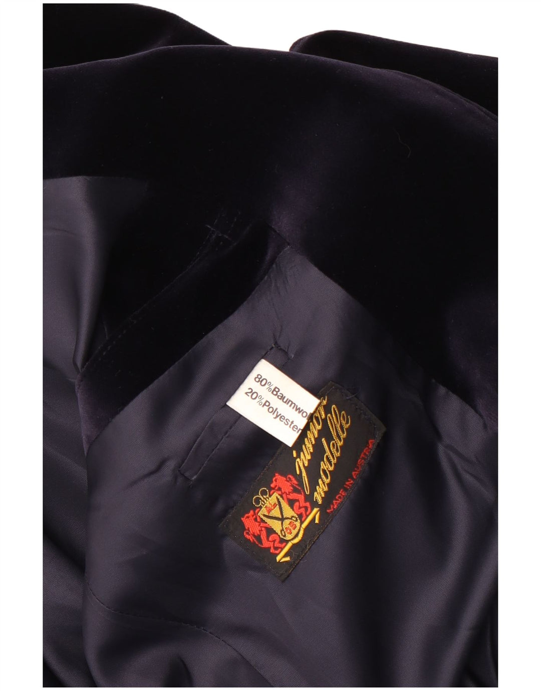 Vintage Herren 2-Knopf-Samt-Blazer-Jacke, UK 38, mittelmarineblaue Baumwolle
