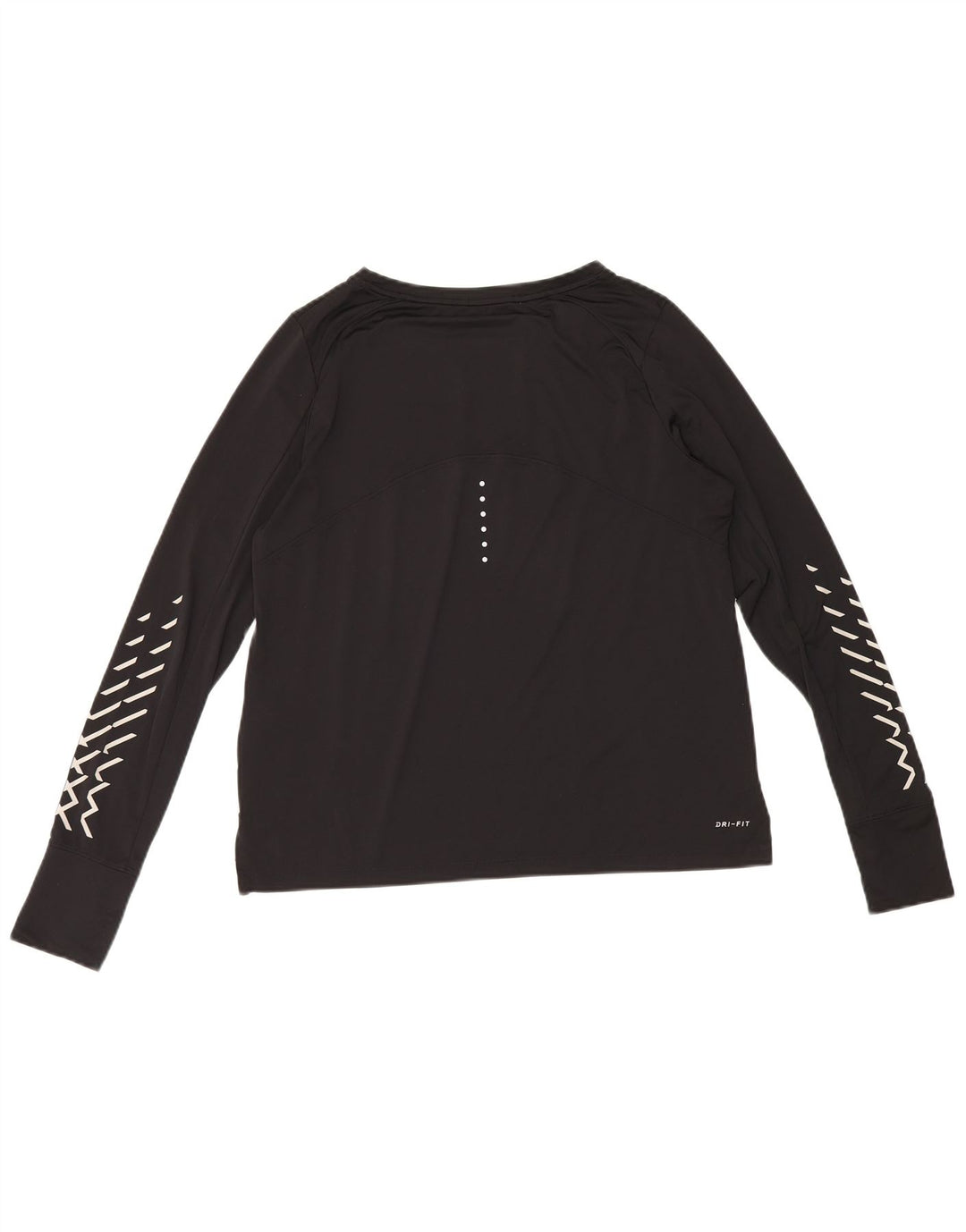 Nike Damen Dri Fit Graphic Top Langarm UK 14 Medium Schwarz Polyester