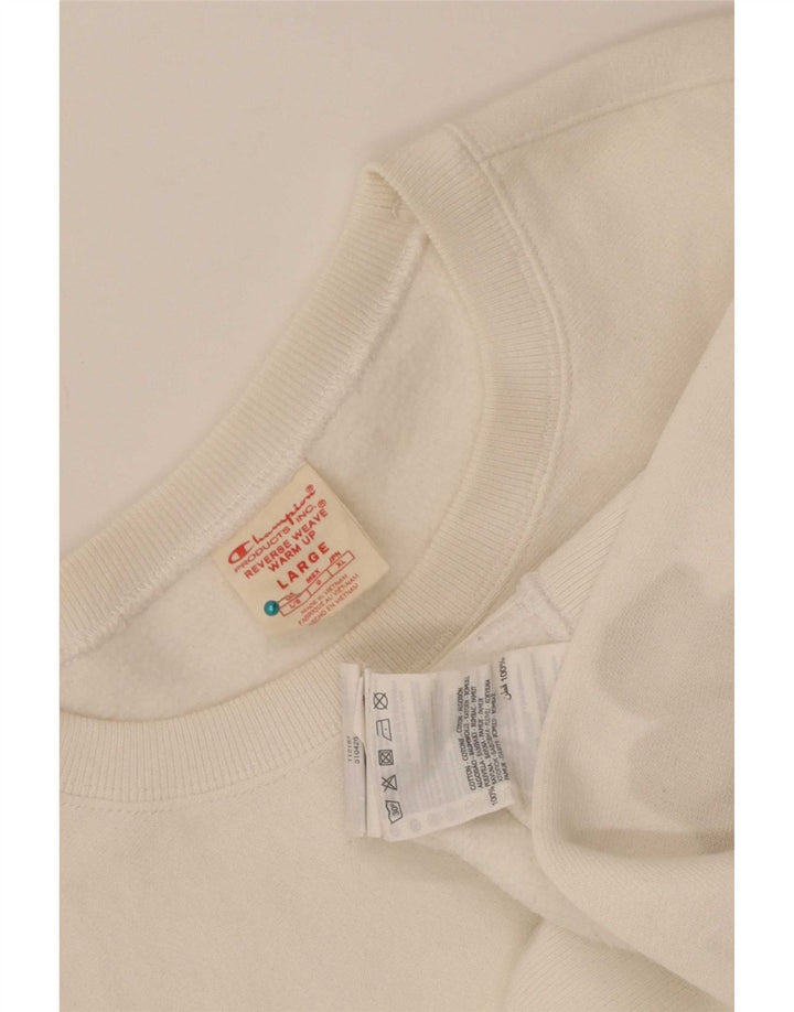 Champion Damen Sweatshirt Pullover UK 16 Large Weiße Baumwolle