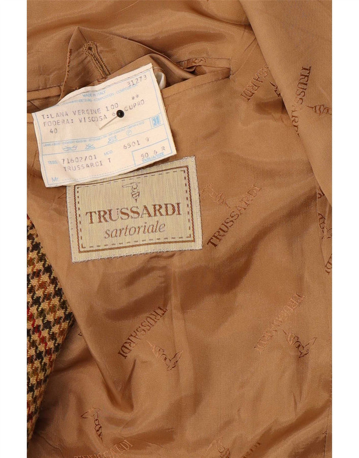 Trussardi Herren Blazer Jacke IT 50 Große braune Hahnentrittwolle