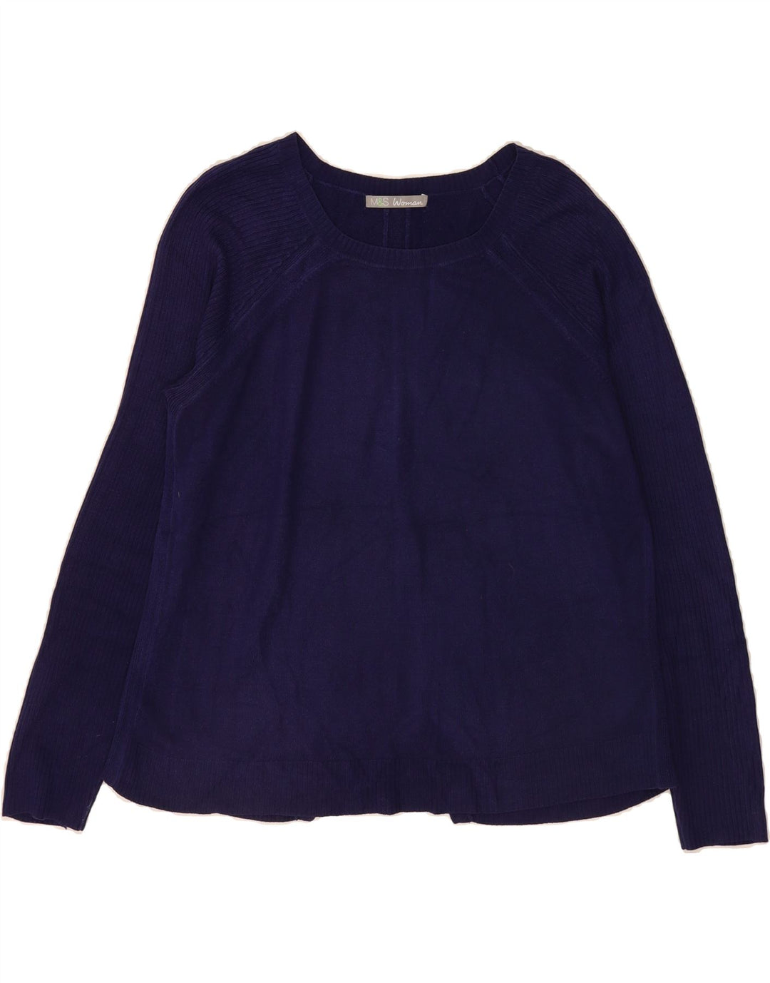 MARKS & SPENCER Womens Boat Neck Jumper Sweater UK 12 Medium Navy Blue Vintage Marks & Spencer and Second-Hand Marks & Spencer from Messina Hembry 