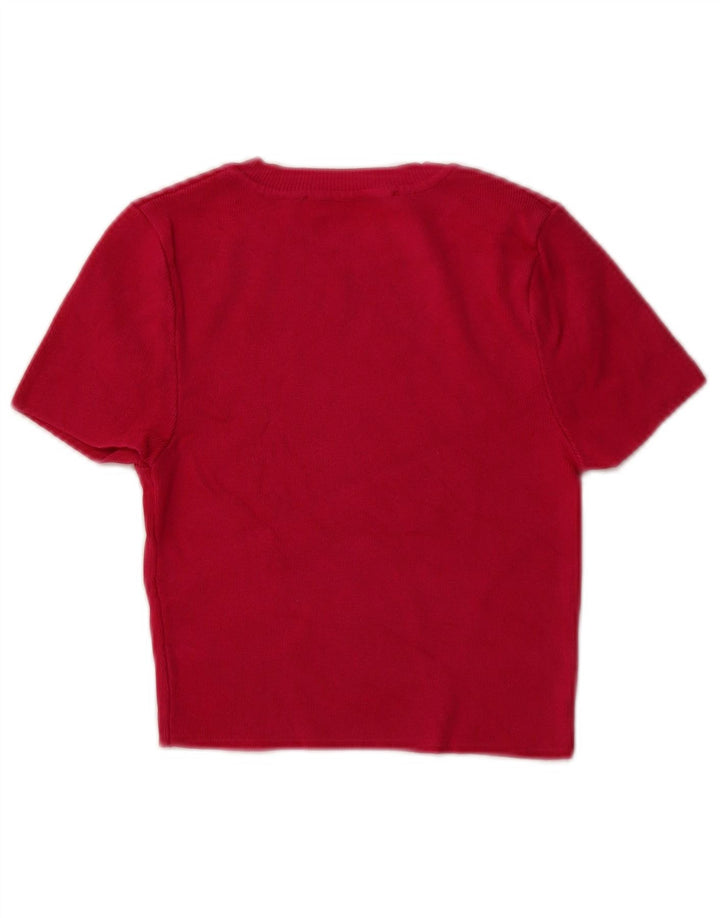 ZARA Damen Crop Short Sleeve Crew Neck Pullover Pullover UK 8 Small Pink