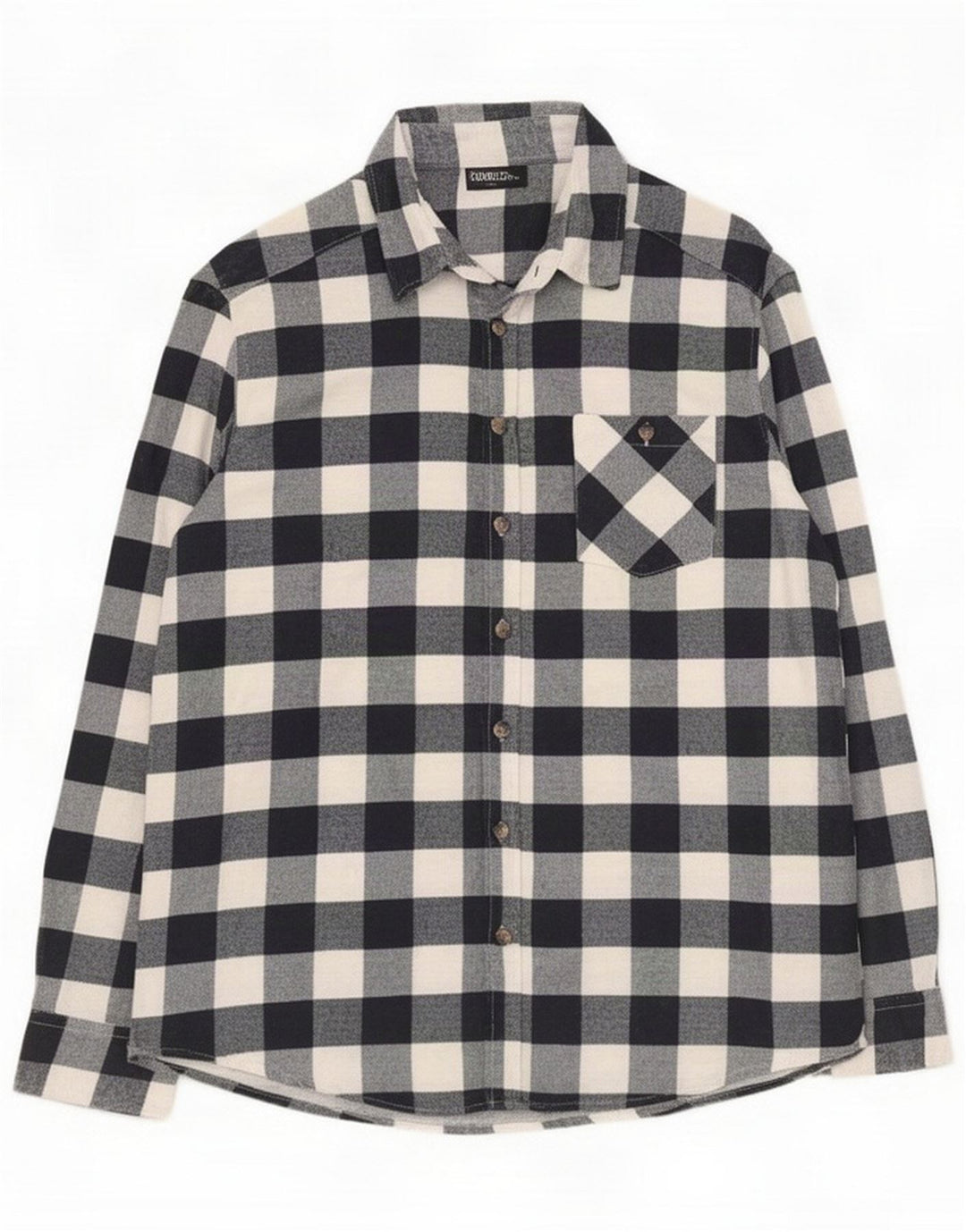 Identisches Herren-Flanellhemd, groß, marineblau, Gingham-Baumwolle