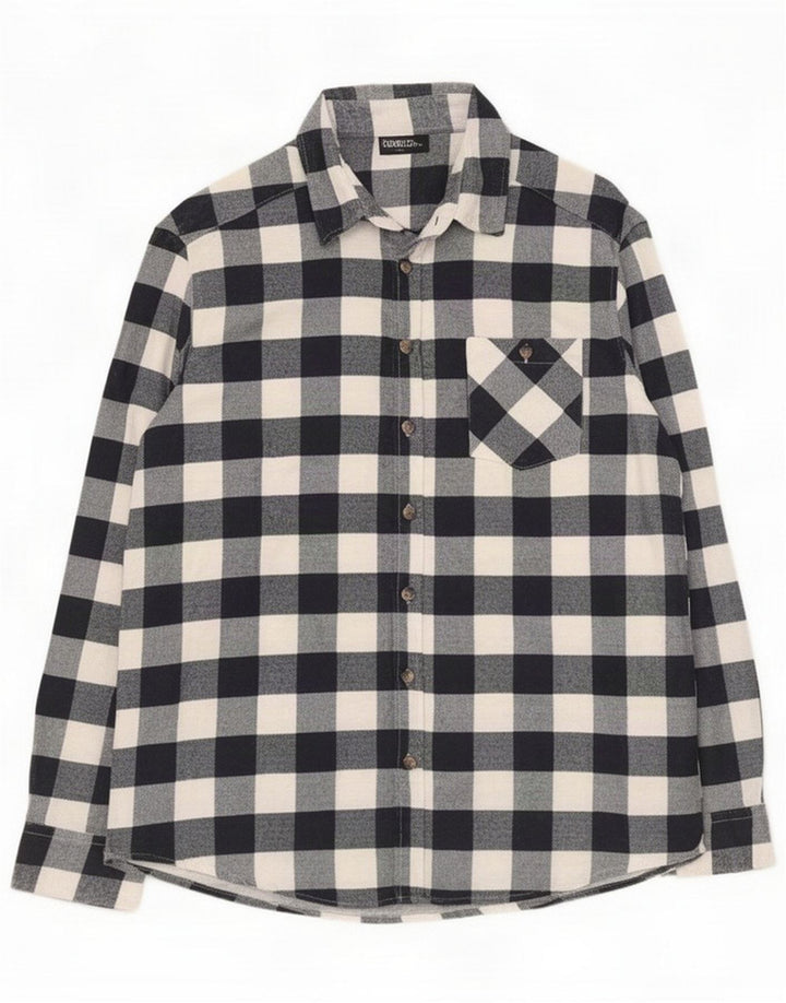 Identisches Herren-Flanellhemd, groß, marineblau, Gingham-Baumwolle