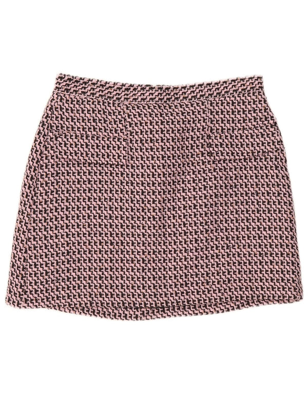 Topshop Damen Minirock UK 14 Large W32 Pink Chevron Polyester