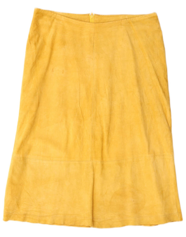 VINTAGE Womens Suede Skirt IT 44 Medium W30 Yellow Leather