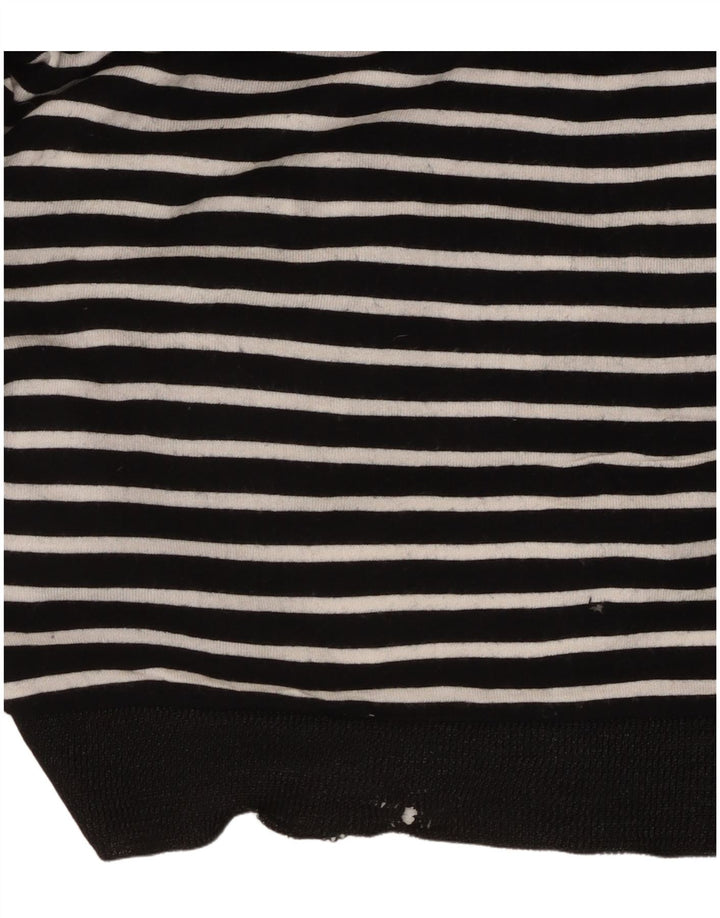 Zara Damen Top Langarm UK 14 Medium Schwarz gestreift