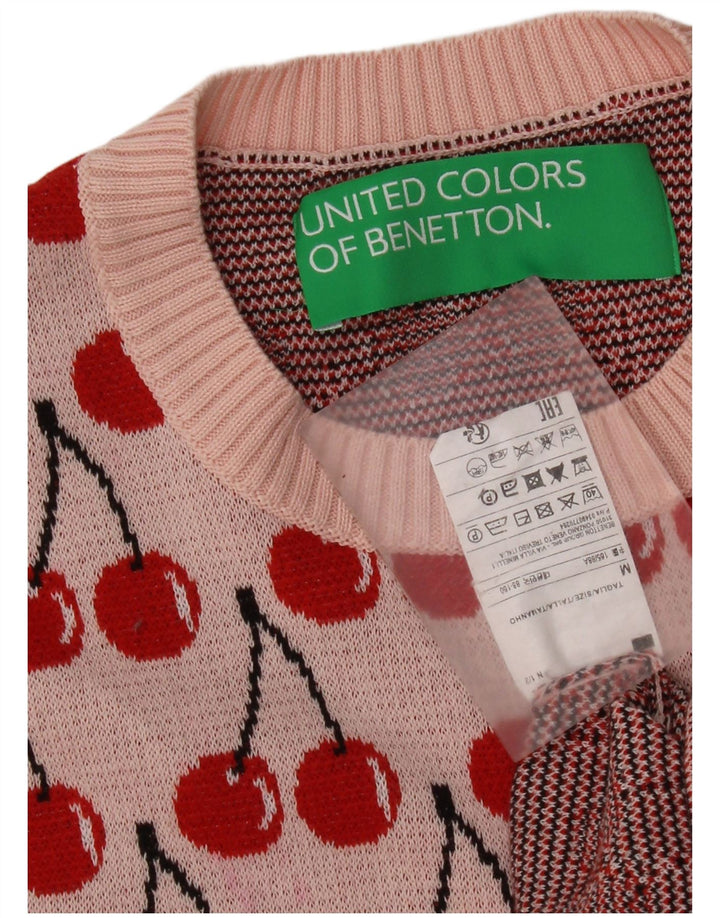 Benetton Womens Abstract Pattern Crop Vest Tank Top UK 12 Mittelrosa