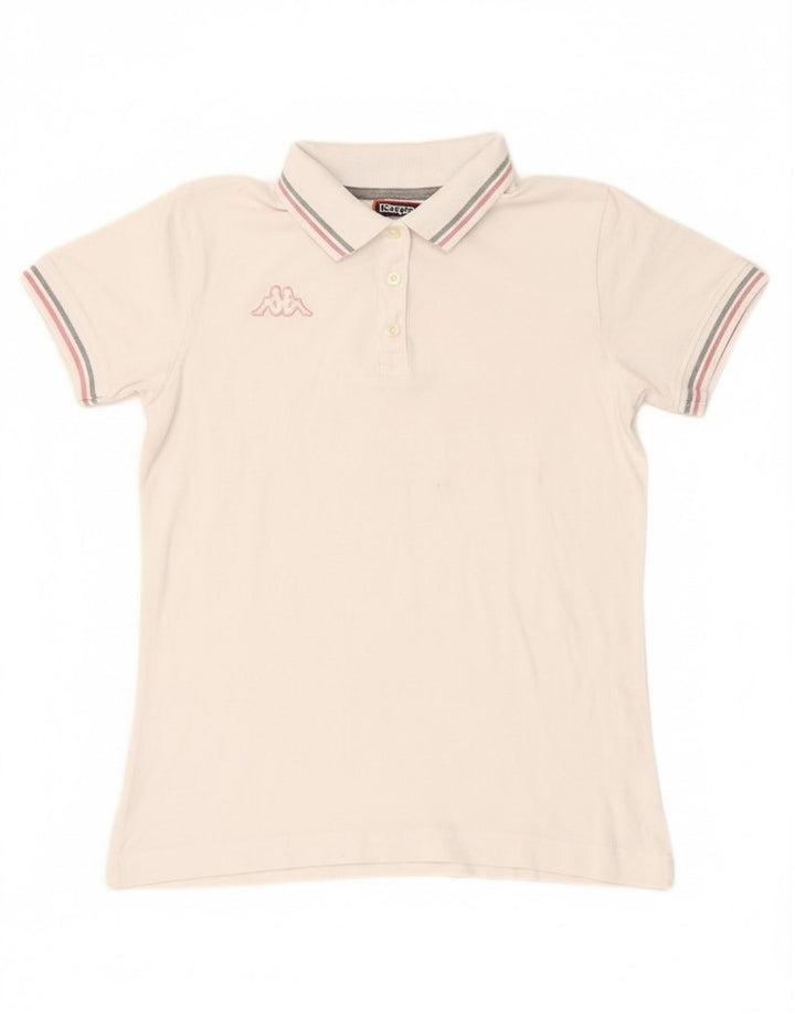KAPPA Womens Polo Shirt UK 14 Large White Cotton