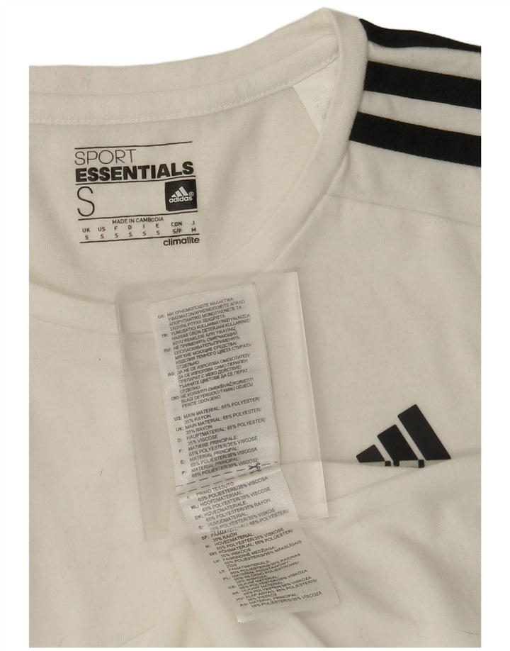 Adidas Damen Climalite T-Shirt Top UK 10 Small Weiß Polyester