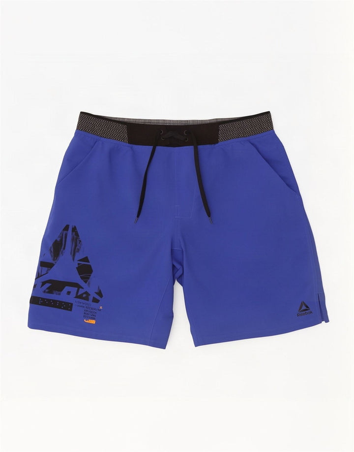 Reebok Herren Graphic Sport Shorts Mittelblaues Colourblock-Polyester