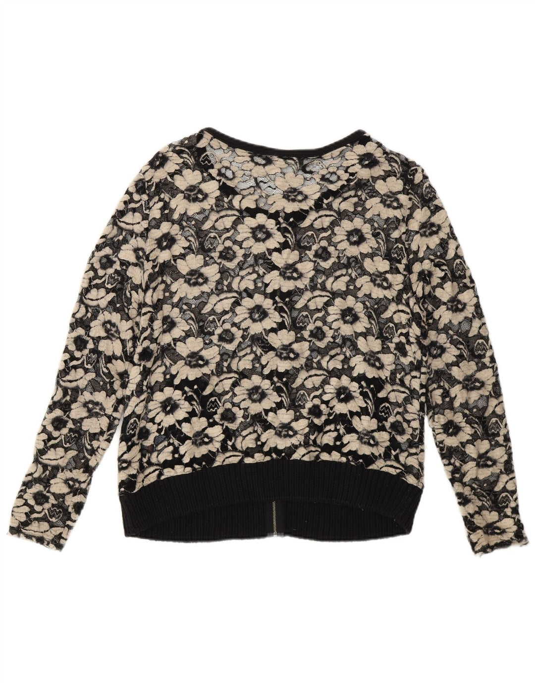 MINT VELVET Durchsichtiges Damen-Cardigan-Oberteil UK 14 Mittelschwarze Viskose