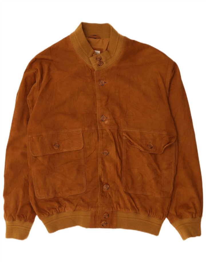 Vintage Herren Wildleder Bomberjacke IT 56 3XL Braunes Leder