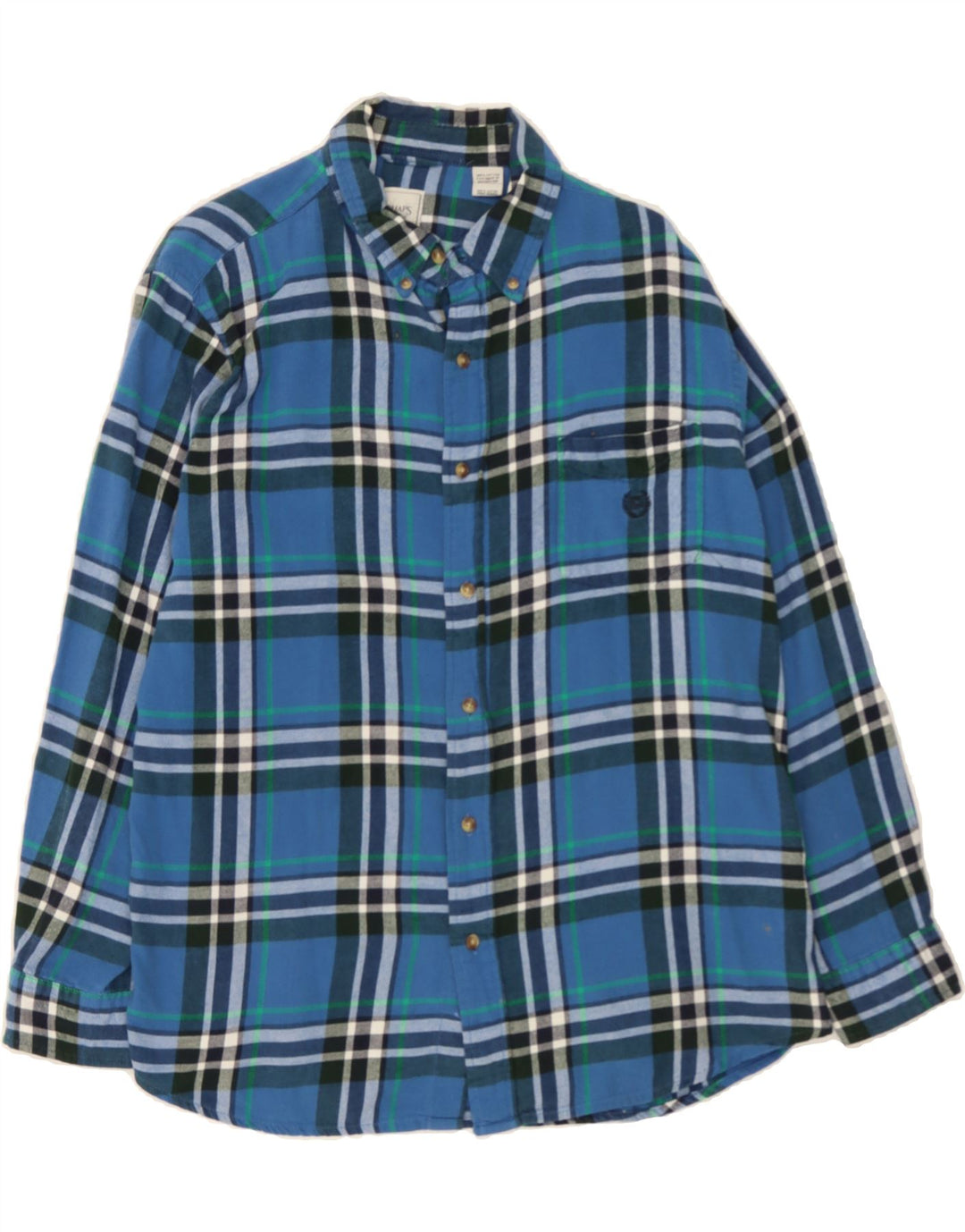 CHAPS Mens Flannel Shirt Large Blue Check Cotton Vintage Chaps and Second-Hand Chaps from Messina Hembry 